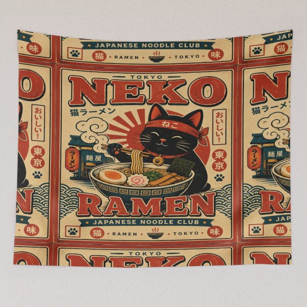 Item preview, Neko Ramen Club Japanese Cat, Retro Ramen Japan Food Vintage Poster    designed and sold by TulipsArtDesigns .
