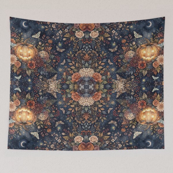 Item preview, Retro Halloween Dark Floral Gothic Pumpkin Autumn  Boho Seamless Pattern  designed and sold by ArtDesignTp.