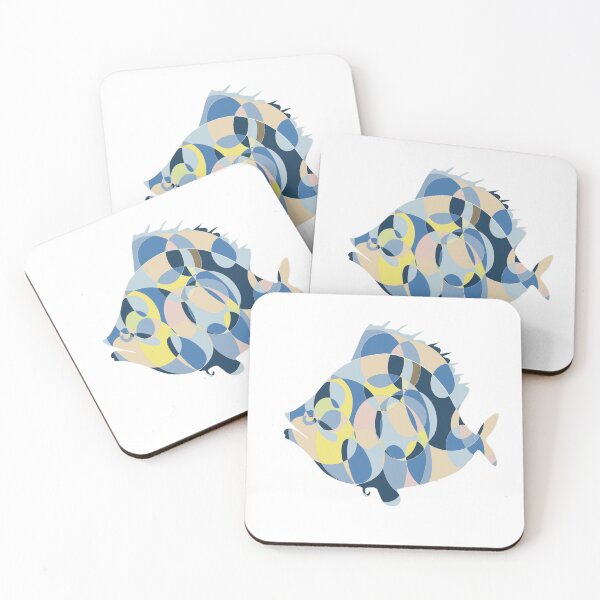 Item preview, Blue & Beige Plaice Fish - Abstract Ocean Line Art designed and sold by iampaulmorris.