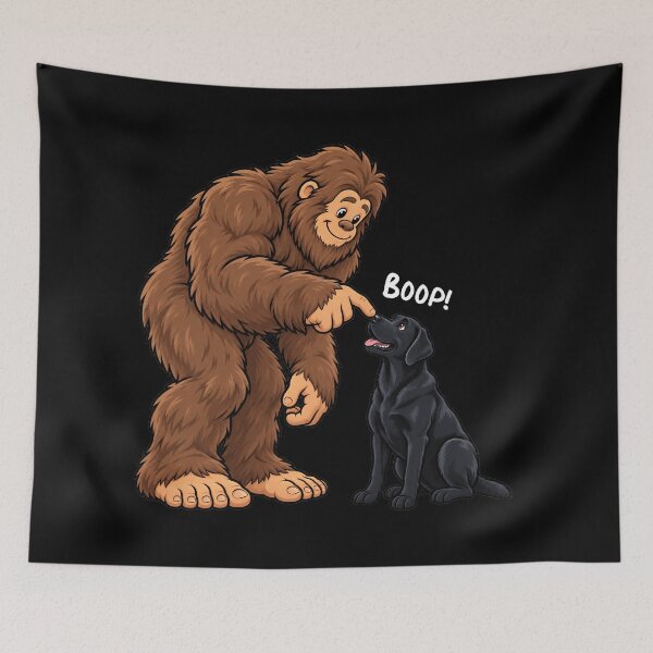 Item preview, Bigfoot and Black Labrador Boop Fun Design Sasquatch designed and sold by rafaeltto.
