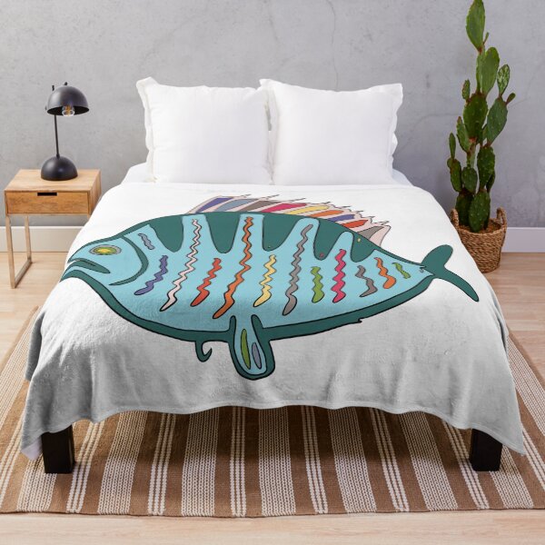 Item preview, Teal & Rainbow Plaice Fish - Abstract Ocean Line Art designed and sold by iampaulmorris.