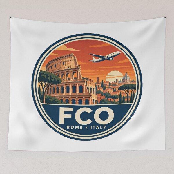 Item preview, FCO Rome Airport Code Retro Travel Badge designed and sold by CLOUTKULT.