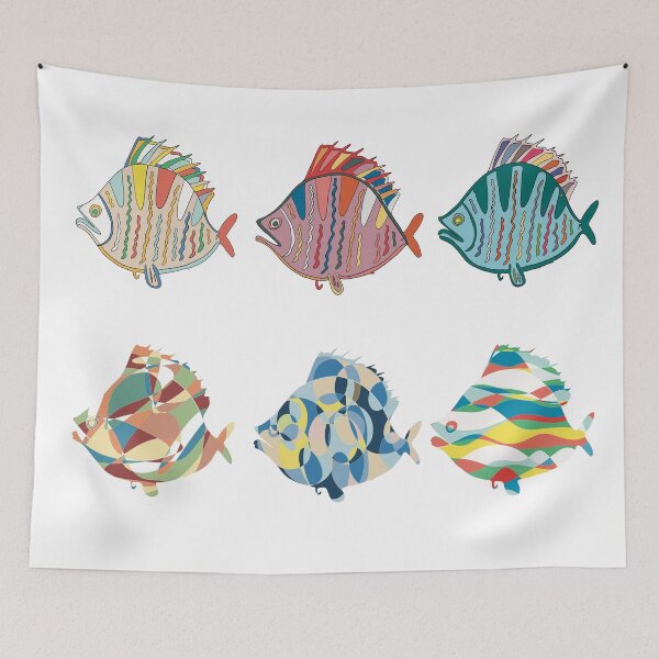Item preview, Plaice Fish Set of Six - Abstract Ocean Line Art designed and sold by iampaulmorris.