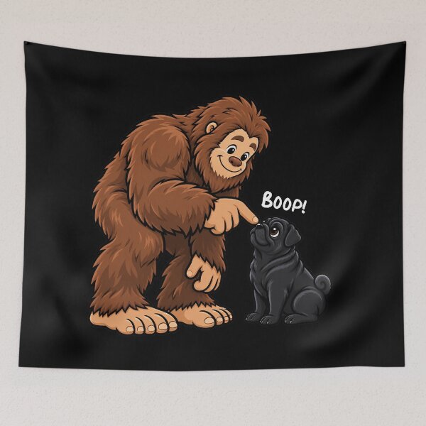 Item preview, Bigfoot and Black Pug Boop Fun Design Sasquatch designed and sold by rafaeltto.