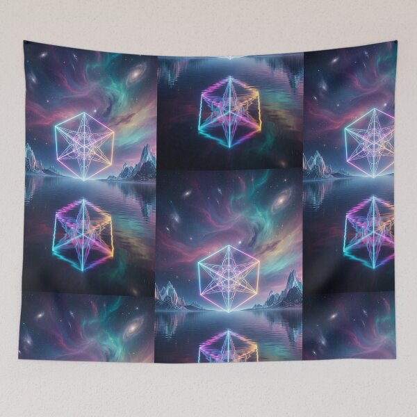 Item preview, Glowing Rainbow Merkaba Cube Cosmic Lake Reflection | Monkeybusiness designed and sold by monkeybusiness.pt.