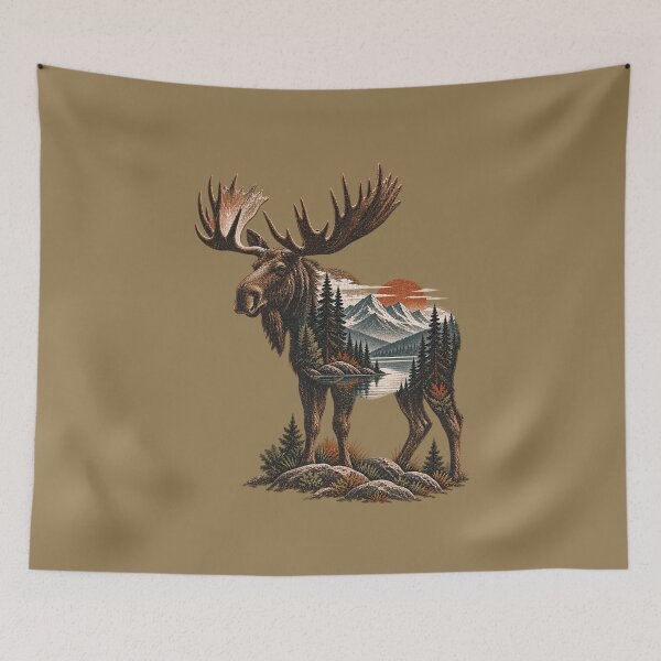 Item preview, Moose Mountain Wilderness Vintage Double Exposure designed and sold by BROHLine Studio.