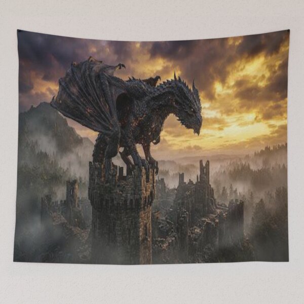 Item preview, The Awakening of the Black Dragon — Medieval Fantasy Art designed and sold by JMAVILA ART.