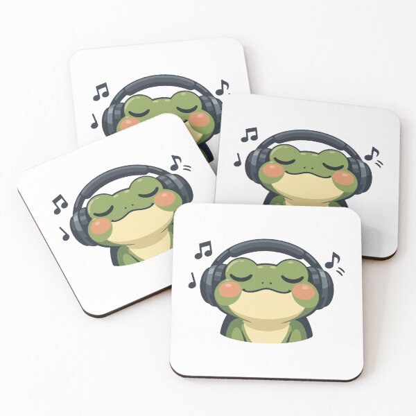Item preview, Cute Frog Cartoon Listening to Music  designed and sold by stylishdzign.