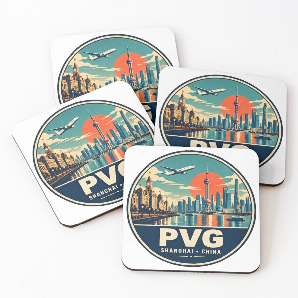 Item preview, PVG Shanghai Airport Code Retro Travel Badge designed and sold by CLOUTKULT.