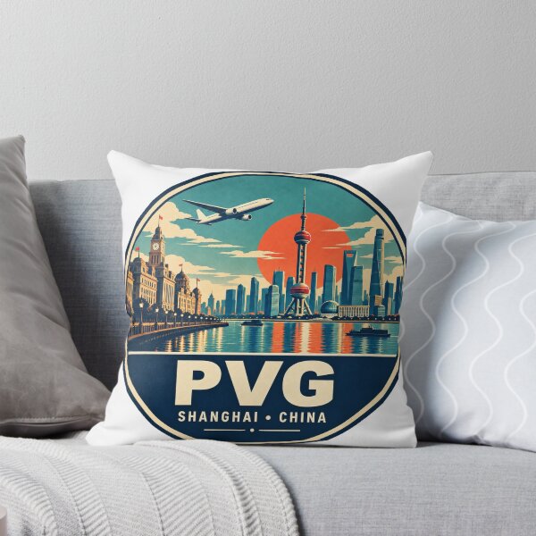 Item preview, PVG Shanghai Airport Code Retro Travel Badge designed and sold by CLOUTKULT.