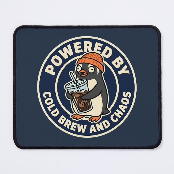 Item preview,  Powered By Cold Brew And Chaos Penguin Badge designed and sold by DripCultureLab.