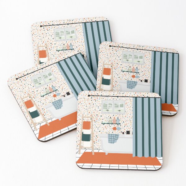 Item preview, Modern Terrazzo Bathroom Interior and Colorful Decor Art designed and sold by HBBS DESIGNS.
