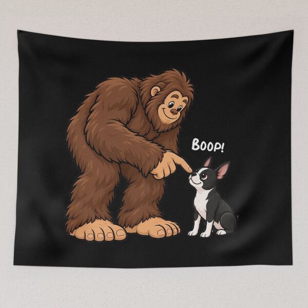 Item preview, Bigfoot and Boston Terrier Boop Fun Design Sasquatch designed and sold by rafaeltto.