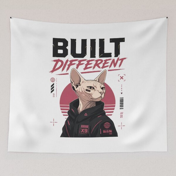 Item preview, Built Different Sphynx Cat Cyberpunk Style Art designed and sold by OlyvieArt.