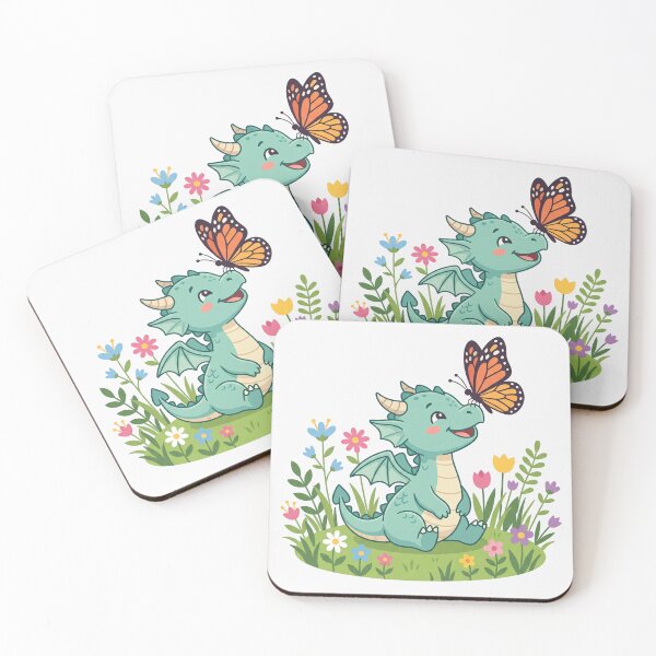 Item preview, Cute Baby Dragon with Butterfly in Spring Flower Garden designed and sold by naragon4289.