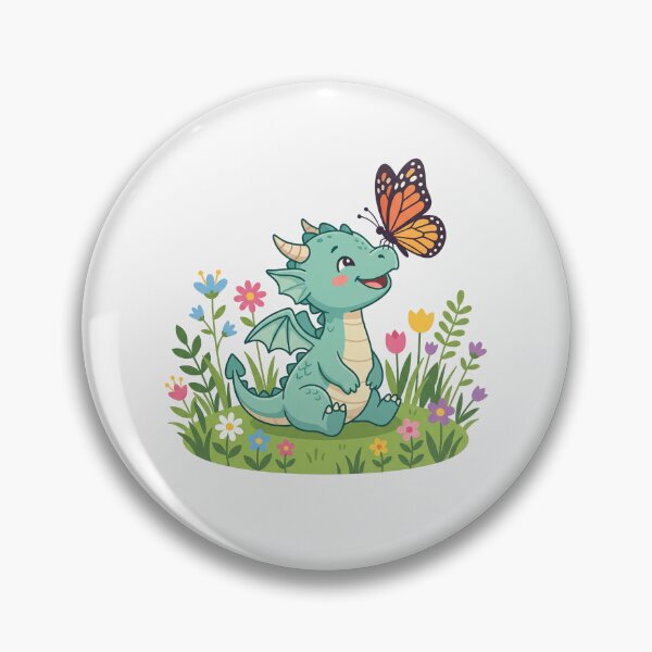 Item preview, Cute Baby Dragon with Butterfly in Spring Flower Garden designed and sold by naragon4289.