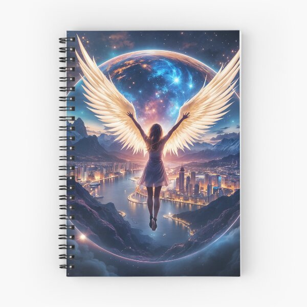 Item preview, Wings of Dreams: An angel above a nighttime metropolis designed and sold by KunstGeist.