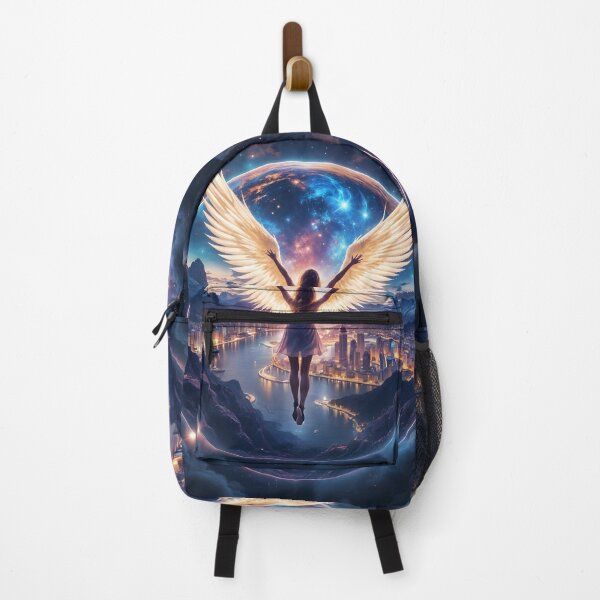 Item preview, Wings of Dreams: An angel above a nighttime metropolis designed and sold by KunstGeist.
