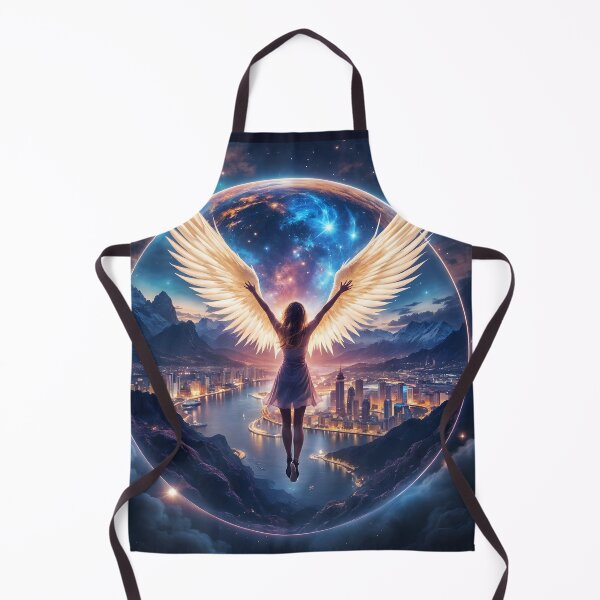 Item preview, Wings of Dreams: An angel above a nighttime metropolis designed and sold by KunstGeist.