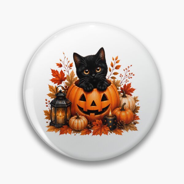 Item preview, Cute Black Kitten in Pumpkin Halloween Autumn designed and sold by OlyvieArt.