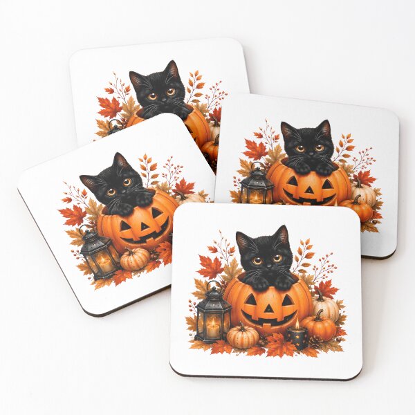 Item preview, Cute Black Kitten in Pumpkin Halloween Autumn designed and sold by OlyvieArt.