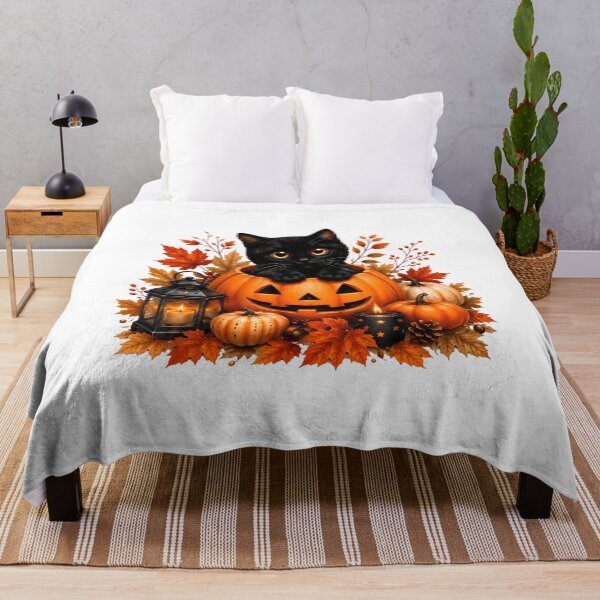 Item preview, Cute Black Kitten in Pumpkin Halloween Autumn designed and sold by OlyvieArt.