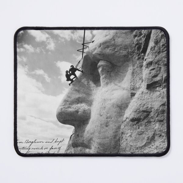 Item preview, Vintage Gutzon Borglum and supt. inspecting work on face [nose] of George Washington, Mount Rushmore, South Dakota black and white photograph designed and sold by Astrid Arkhangelsky.