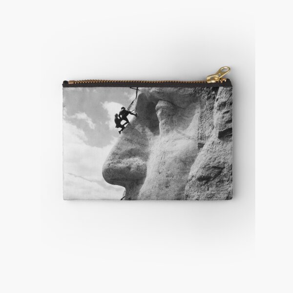 Item preview, Vintage Gutzon Borglum and supt. inspecting work on face [nose] of George Washington, Mount Rushmore, South Dakota black and white photograph designed and sold by Astrid Arkhangelsky.