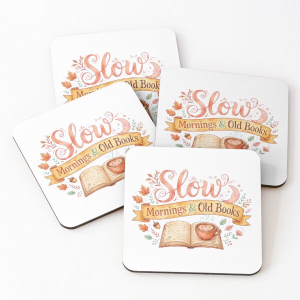 Item preview, Slow Mornings & Old Books | Cozy Watercolor Autumn Typography Design designed and sold by dalilashops.