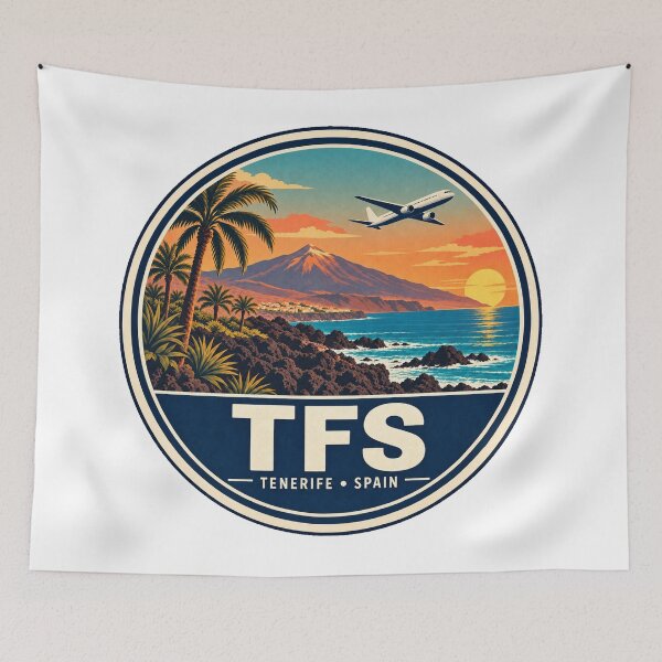 Item preview, TFS Tenerife South Airport Code Retro Travel Badge designed and sold by CLOUTKULT.