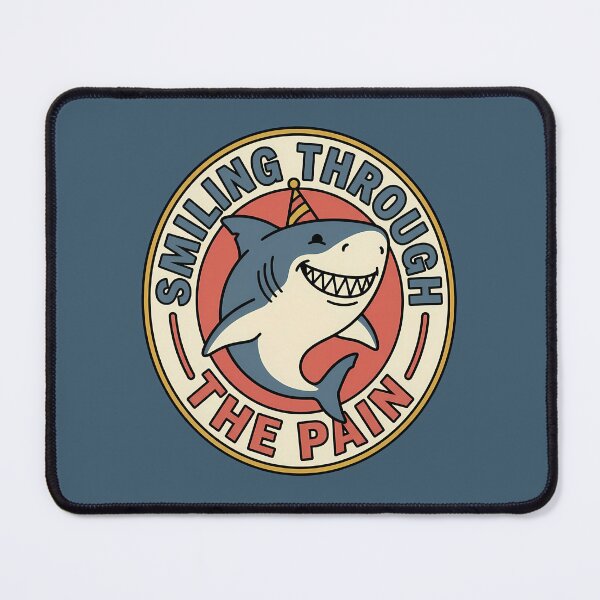Item preview, Smiling Through The Pain Retro Shark Badge designed and sold by DripCultureLab.