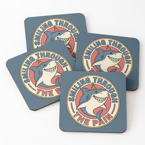 Item preview, Smiling Through The Pain Retro Shark Badge designed and sold by DripCultureLab.