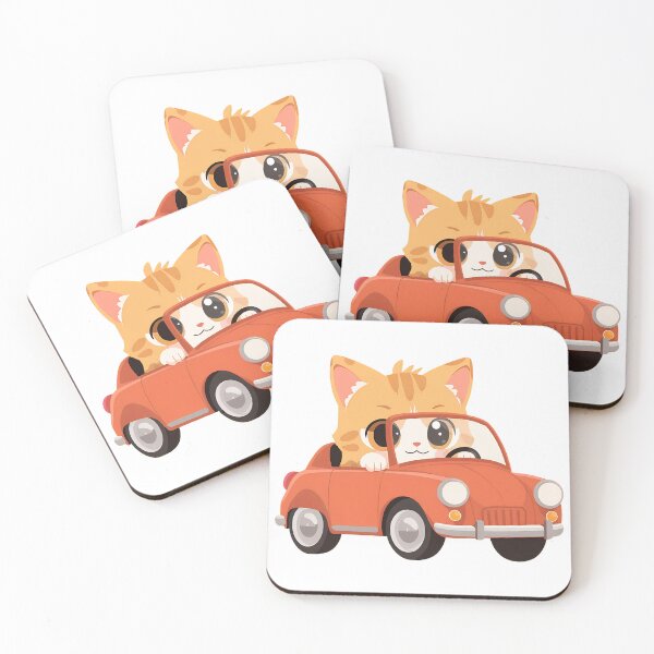 Item preview, Cute Cat Driving Retro Orange Car designed and sold by OlyvieArt.