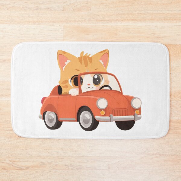 Artikelvorschau, Niedliche Katze fährt Retro-Orangefarbenes Auto entworfen und verkauft von OlyvieArt.