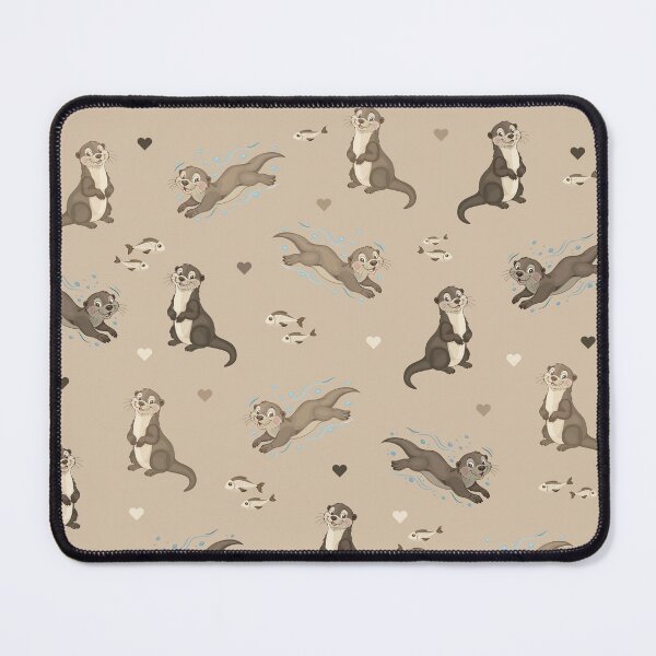 Item preview, Playful otter and heart pattern - Soft beige designed and sold by LudmylArt.