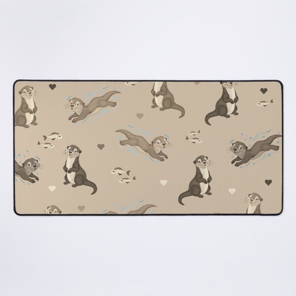 Item preview, Playful otter and heart pattern - Soft beige designed and sold by LudmylArt.