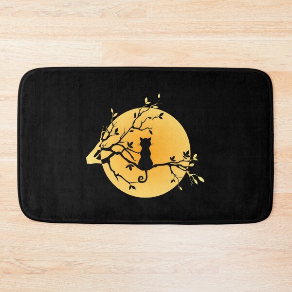 Item preview, Halloween Black Cat Sitting on Branch Moon Silhouette designed and sold by Veleriart.
