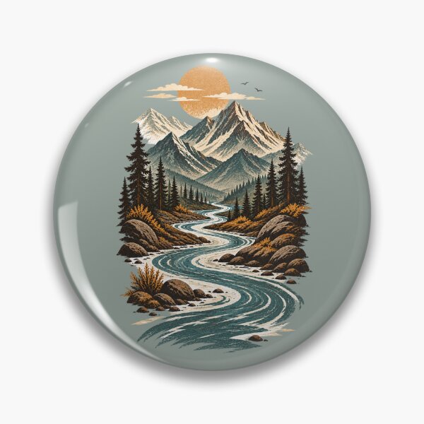 Item preview, Winding River Mountain Valley Vintage Sunset designed and sold by BROHLine Studio.