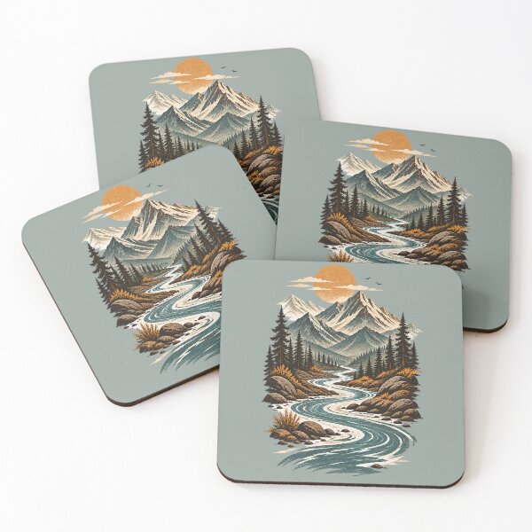 Item preview, Winding River Mountain Valley Vintage Sunset designed and sold by BROHLine Studio.