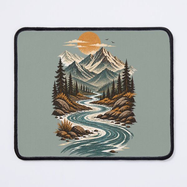 Item preview, Winding River Mountain Valley Vintage Sunset designed and sold by BROHLine Studio.