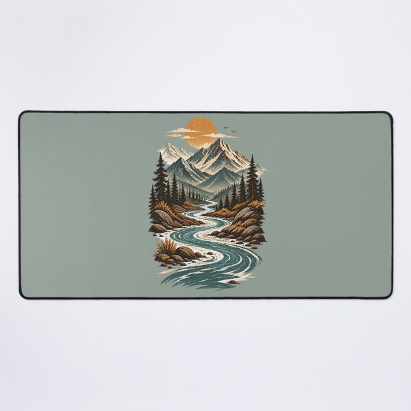 Item preview, Winding River Mountain Valley Vintage Sunset designed and sold by BROHLine Studio.