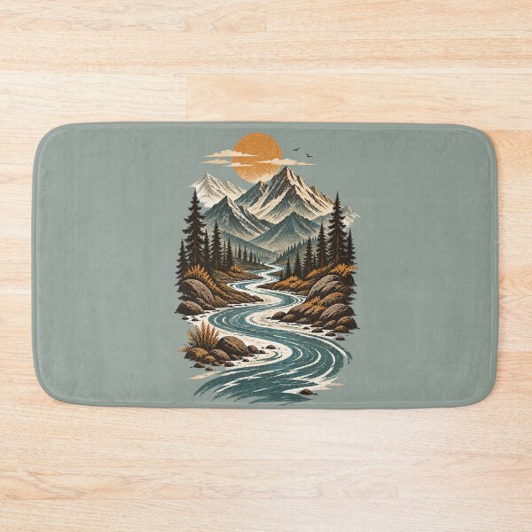 Item preview, Winding River Mountain Valley Vintage Sunset designed and sold by BROHLine Studio.
