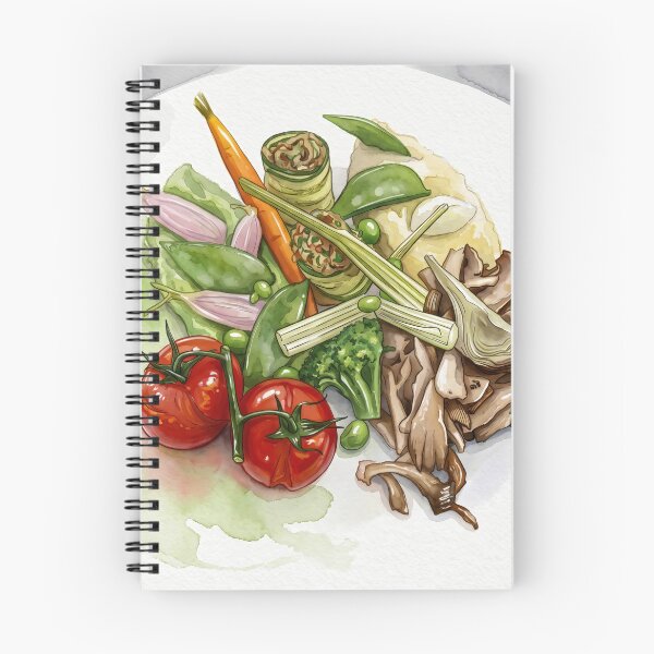 Item preview, Fresh Vegetable Medley on White Plate — Culinary digital Watercolor Art designed and sold by M.ALK.Watercolor.