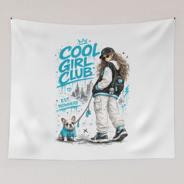 Item preview, Cool Girl Club – Urban Streetwear Girl with French Bulldog designed and sold by Onviton.