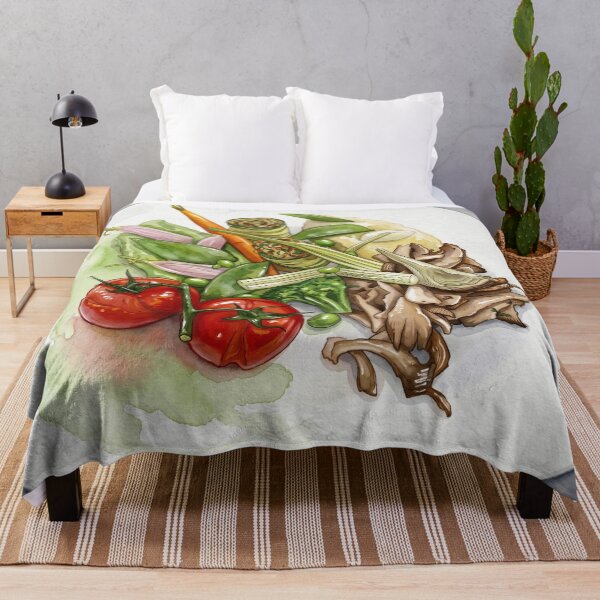 Item preview, Fresh Vegetable Medley on White Plate — Culinary digital Watercolor Art designed and sold by M.ALK.Watercolor.