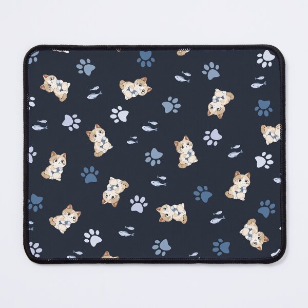 Item preview, Playful Kittens and Paw Prints - Midnight Blue designed and sold by LudmylArt.