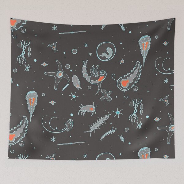 Item preview, Black, Blue, and Red Nautical Bioluminescent Plankton Pattern designed and sold by Inklingsofgrace.