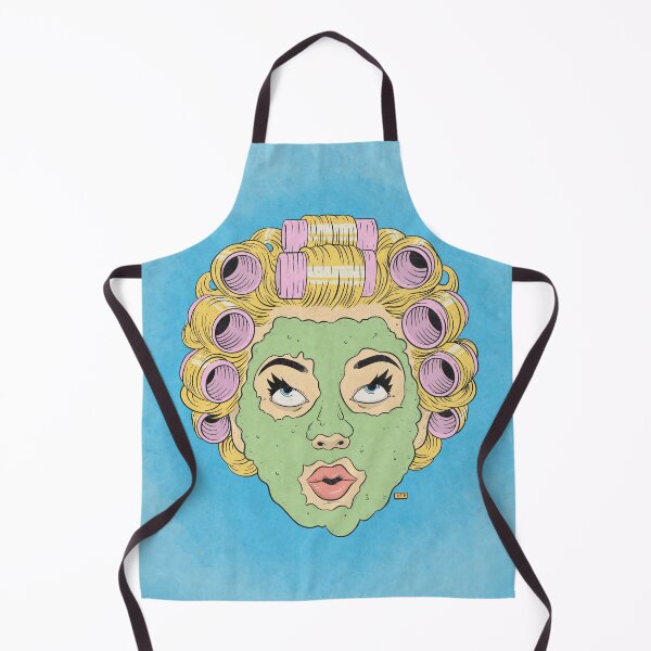 Item preview, Green Face Mask with Pink Hair Curlers Art designed and sold by DRP-art.
