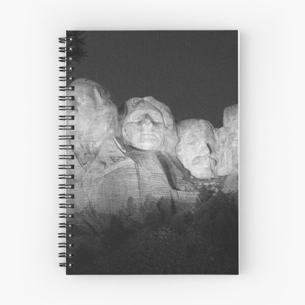 Item preview, Summit Mount Rushmore at night, the four Presidents South Dakota black and white photograph designed and sold by Astrid Arkhangelsky.