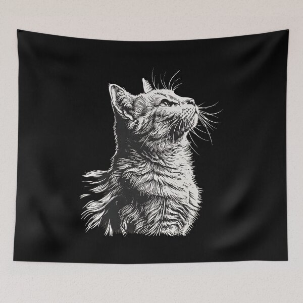 Item preview, Intense Cat Line Art Portrait designed and sold by OlyvieArt.